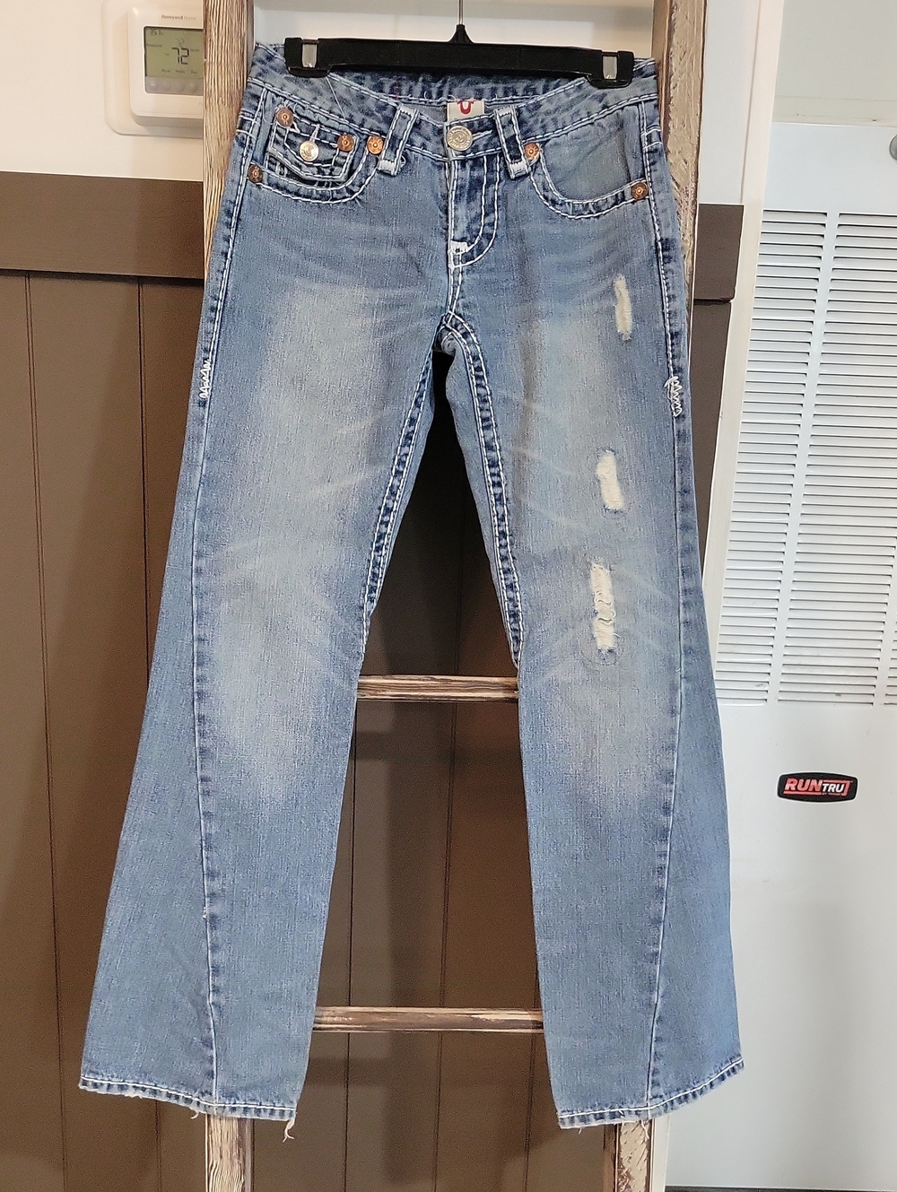 True Religion Brand Classic Women's Light Blue Distressed Jeans